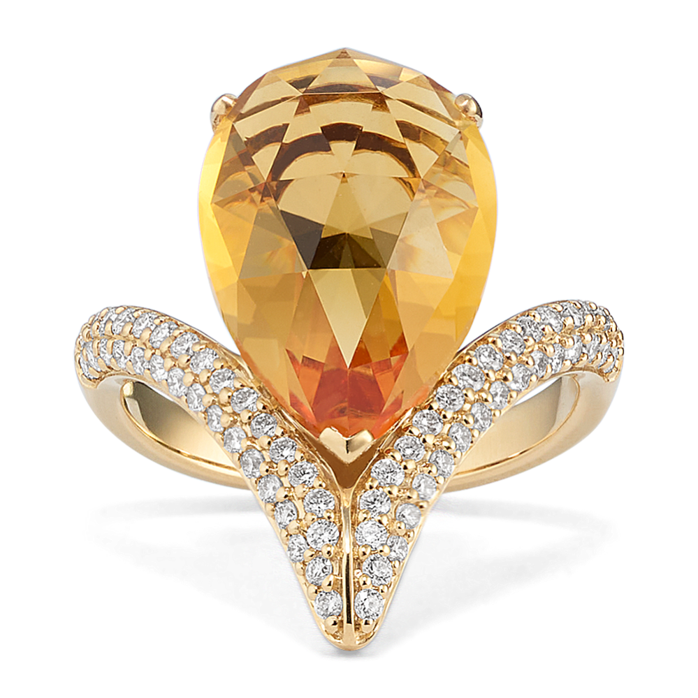 Sugar-Plum Citrine & Diamond Ring