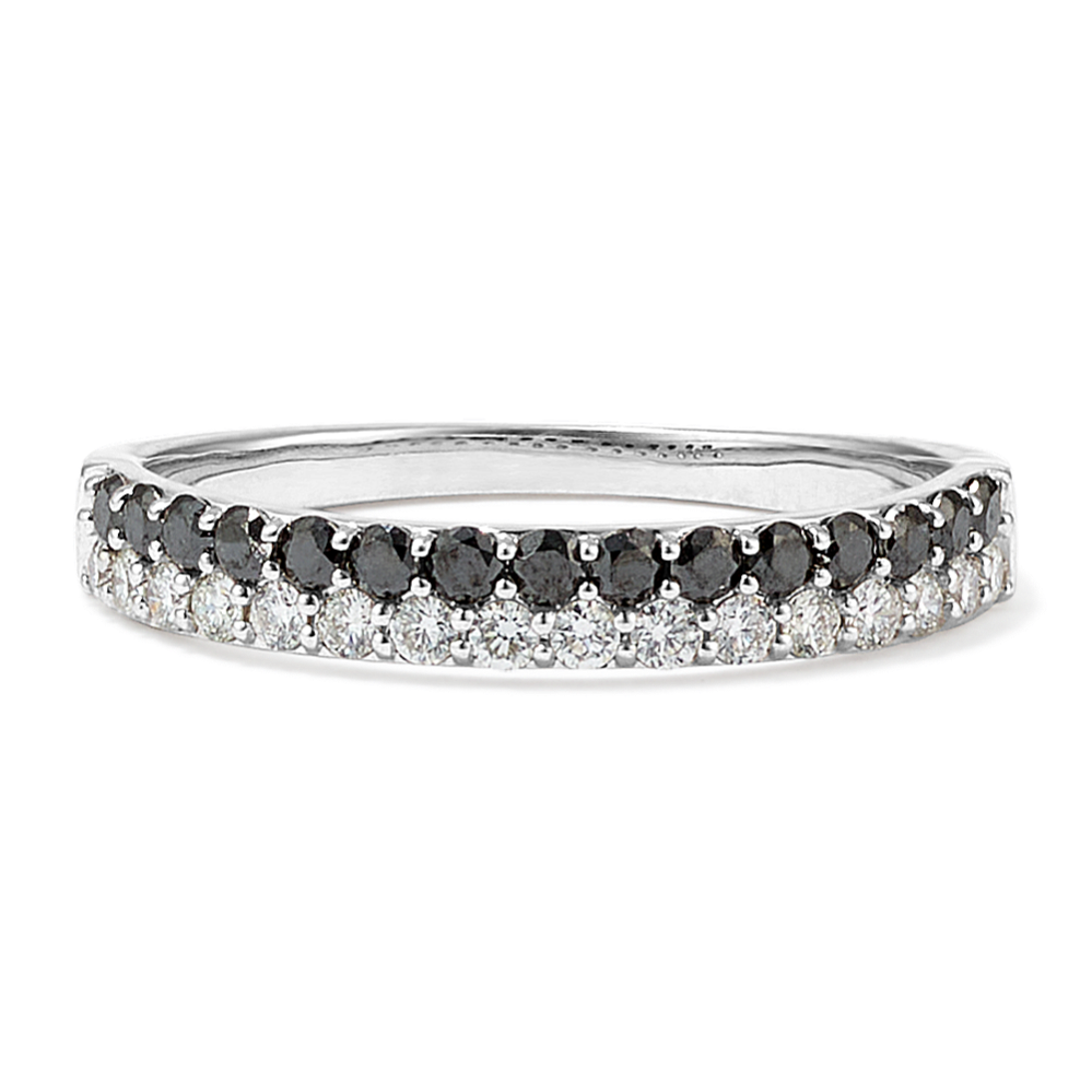 Black & White Double Row Diamond Band