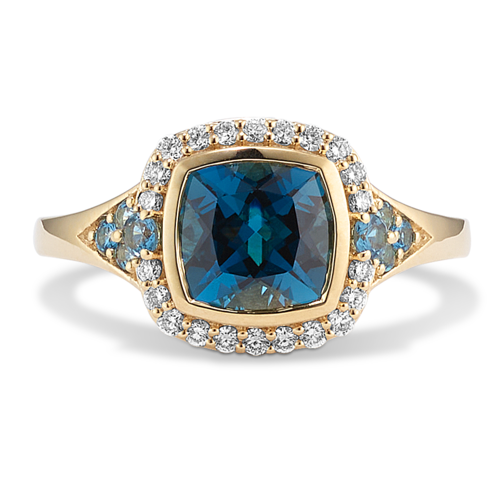Rhiannon Blue Topaz & Diamond Ring