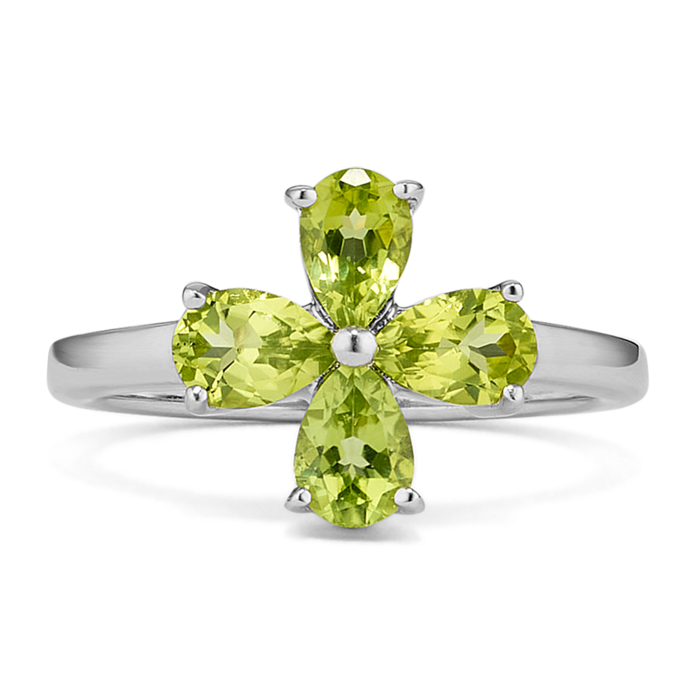 Peridot Flower Ring in Sterling Silver