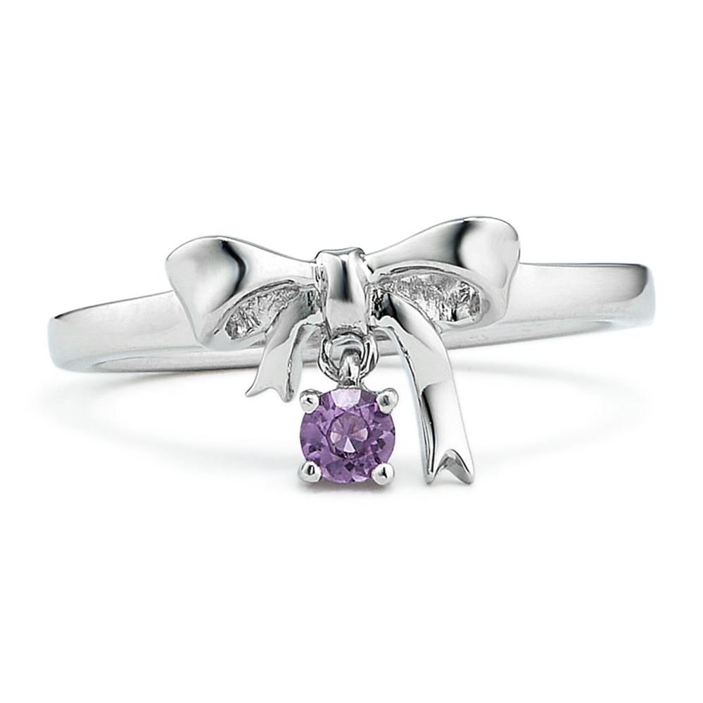 Gift-Bow Amethyst Ring in Sterling Silver