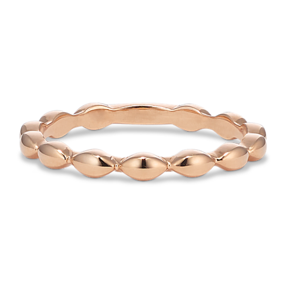 14K Rose Gold Oval Beaded Ring