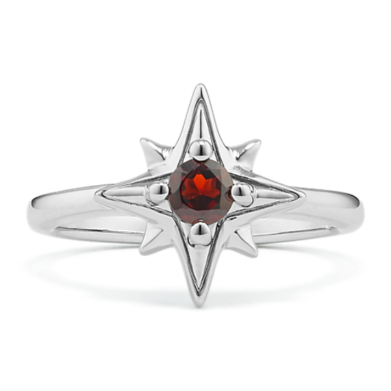 North Star Garnet Ring in Sterling Silver