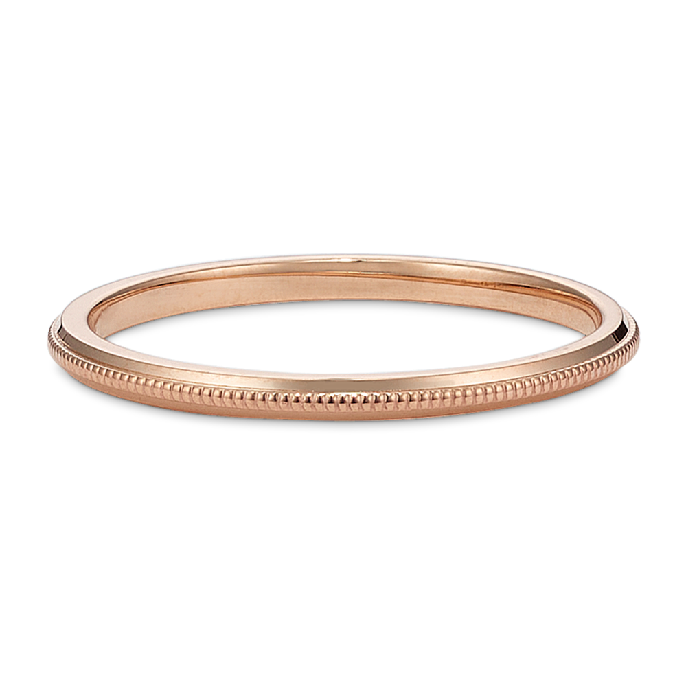 Stackable 14K Rose Gold Milgrain Band