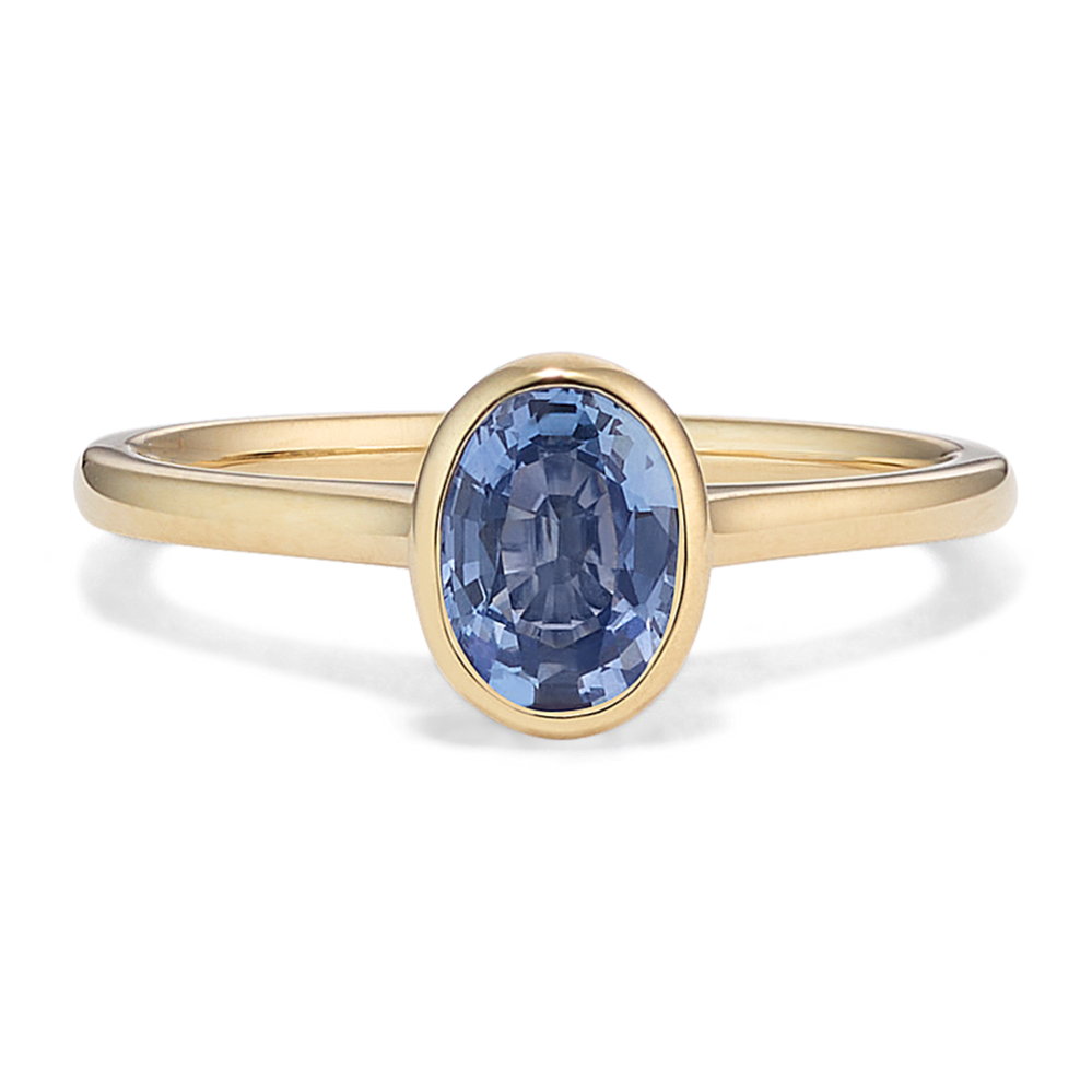 Bezel-Set Oval Kentucky Blue Sapphire Ring