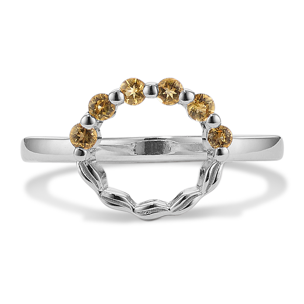 Citrine Circle Ring in Sterling Silver