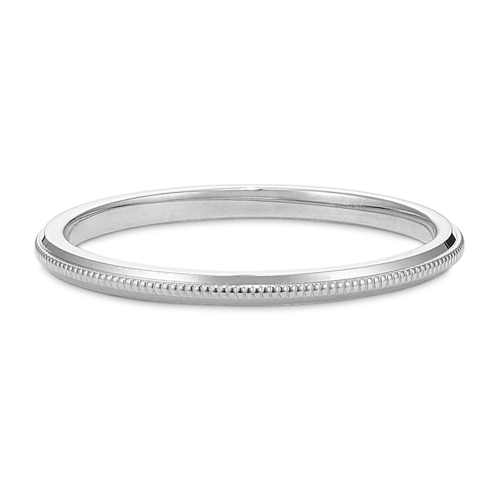Stackable 14K White Gold Milgrain Band