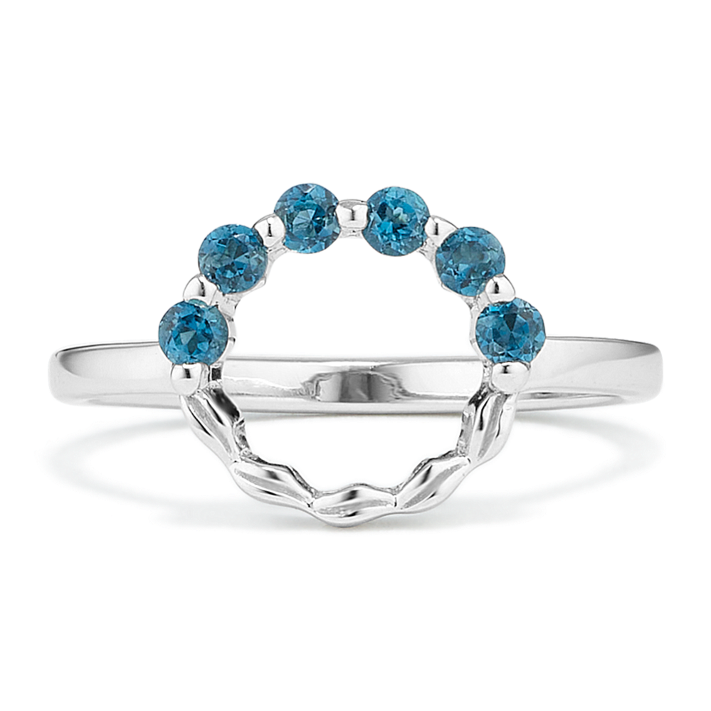 Blue Topaz Circle Ring in Sterling Silver