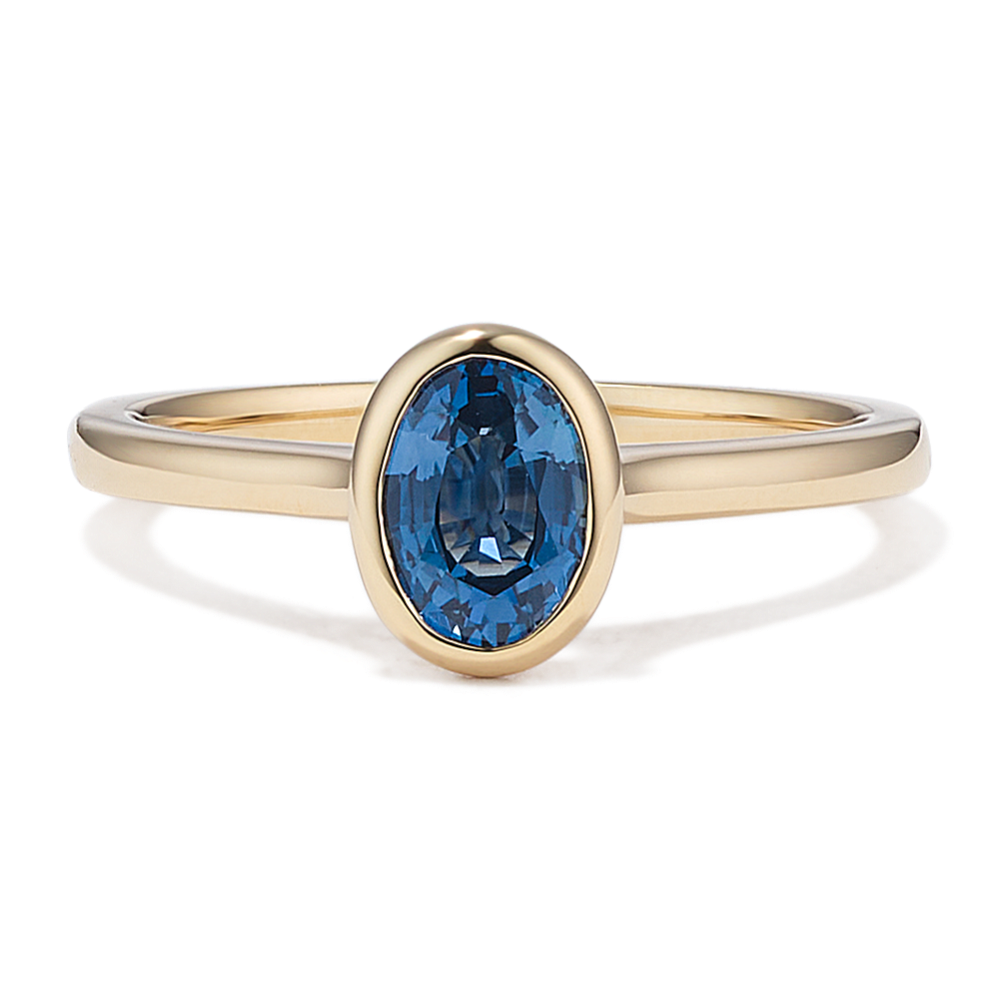 Bezel-Set Oval Teal Sapphire Ring