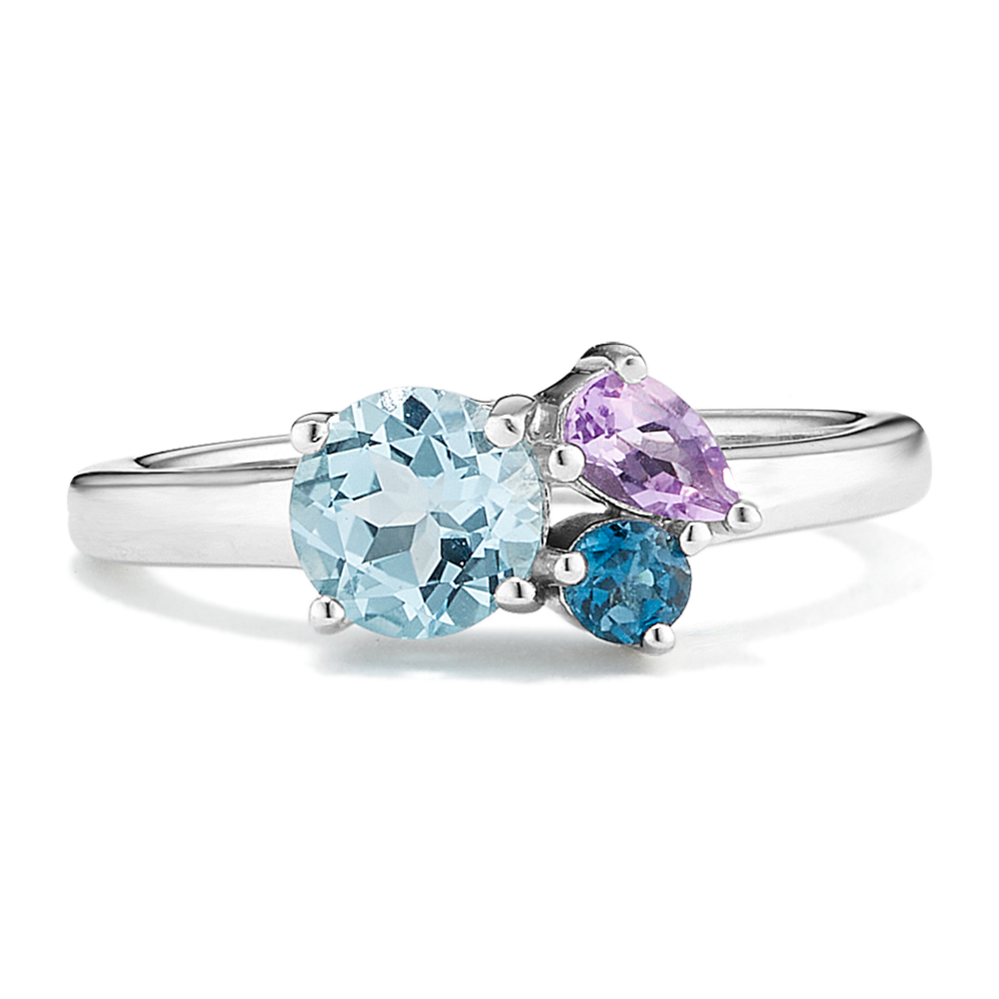 Bouquet Blue Topaz & Amethyst Cluster Ring