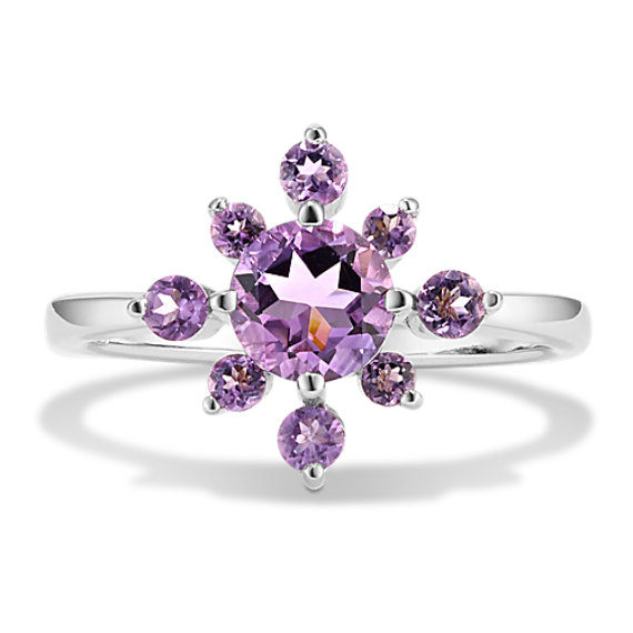 Cosmic-Bloom Amethyst Ring in Sterling Silver