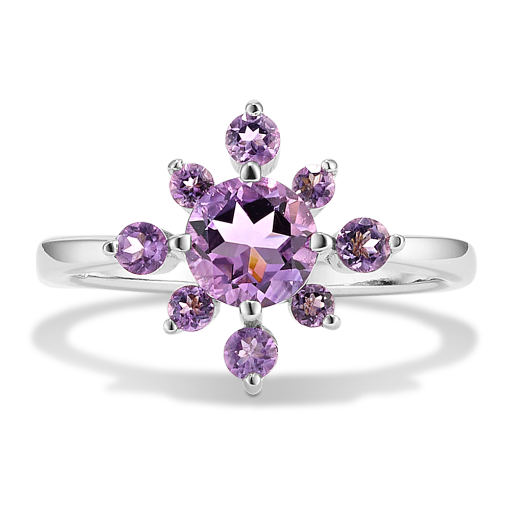 Cosmic-Bloom Amethyst Ring in Sterling Silver