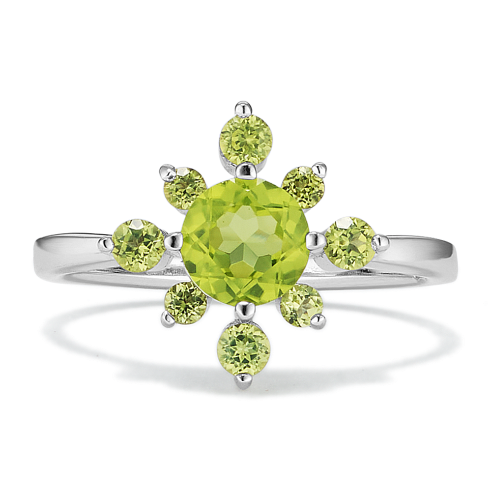 Cosmic-Bloom Peridot Ring in Sterling Silver