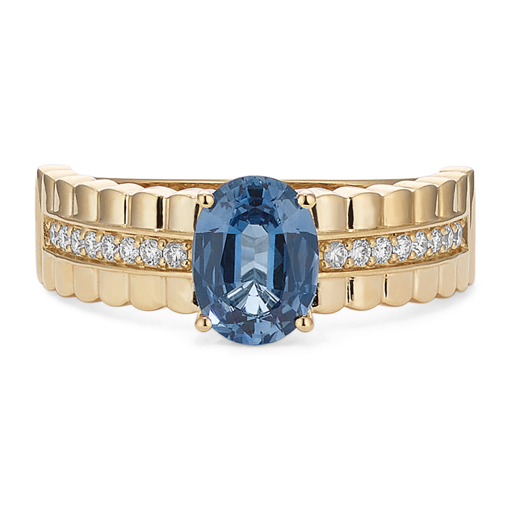 Antoinette Teal Sapphire & Diamond Ring