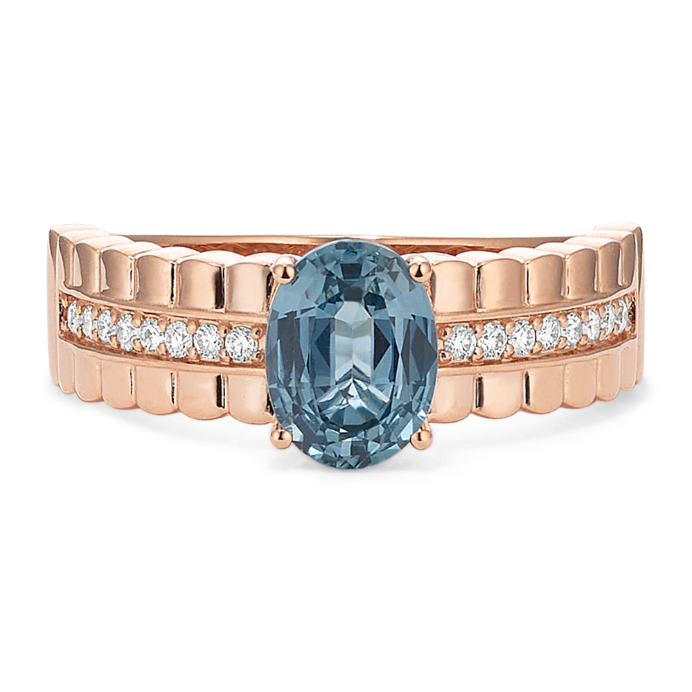 Antoinette Teal Sapphire & Diamond Ring