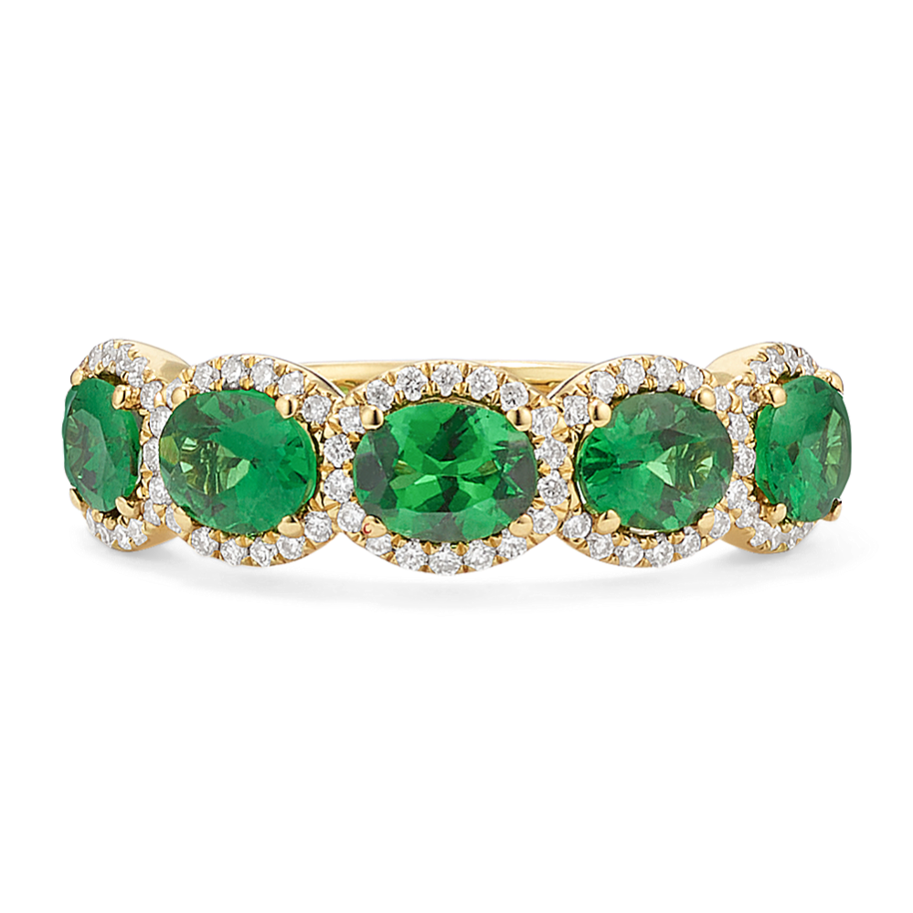 Hollis Tsavorite & Diamond Halo Ring