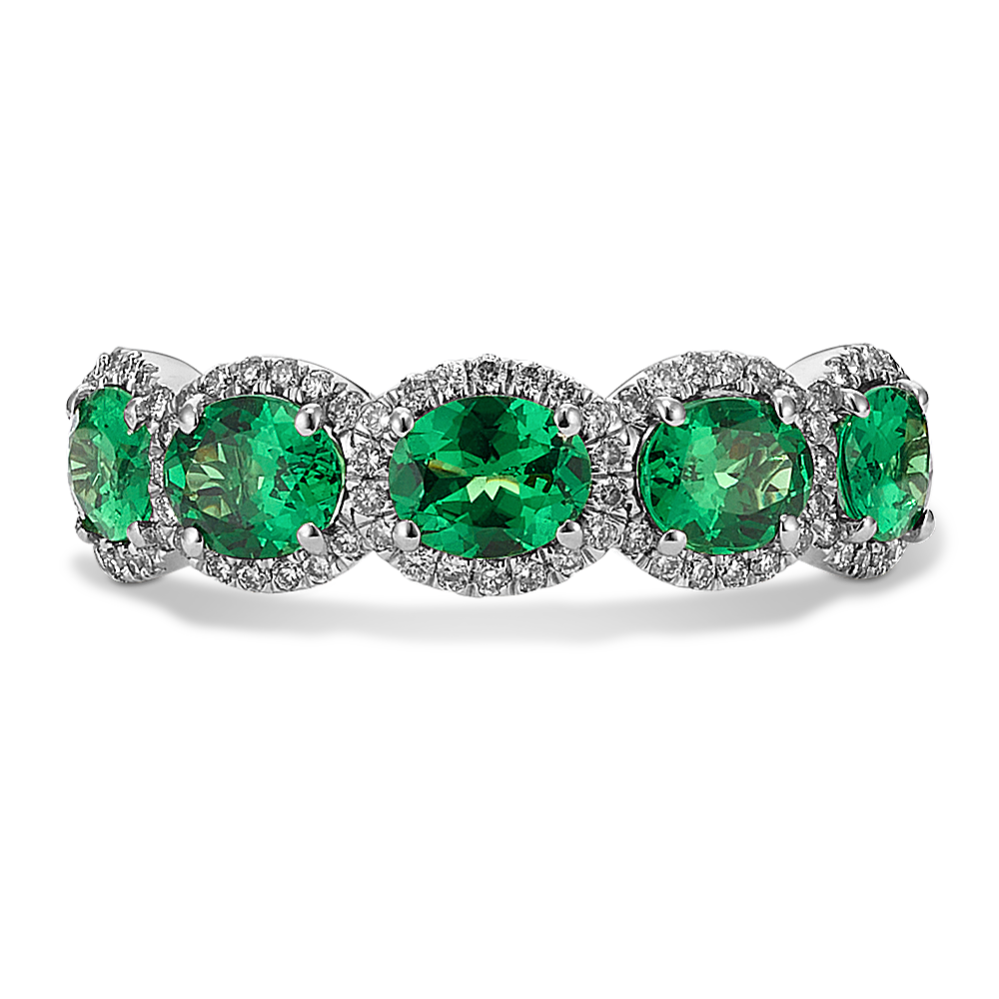 Hollis Tsavorite & Diamond Halo Ring