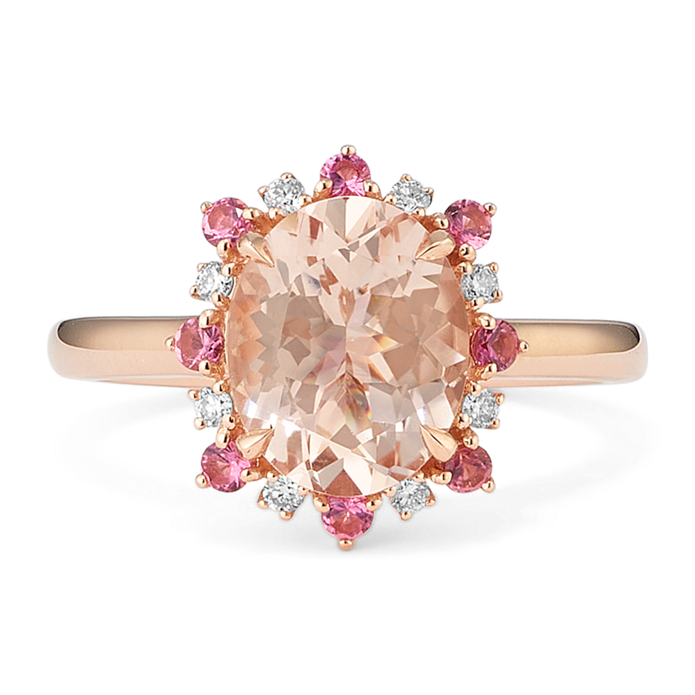 Rosanna Morganite, Tourmaline & Diamond Ring