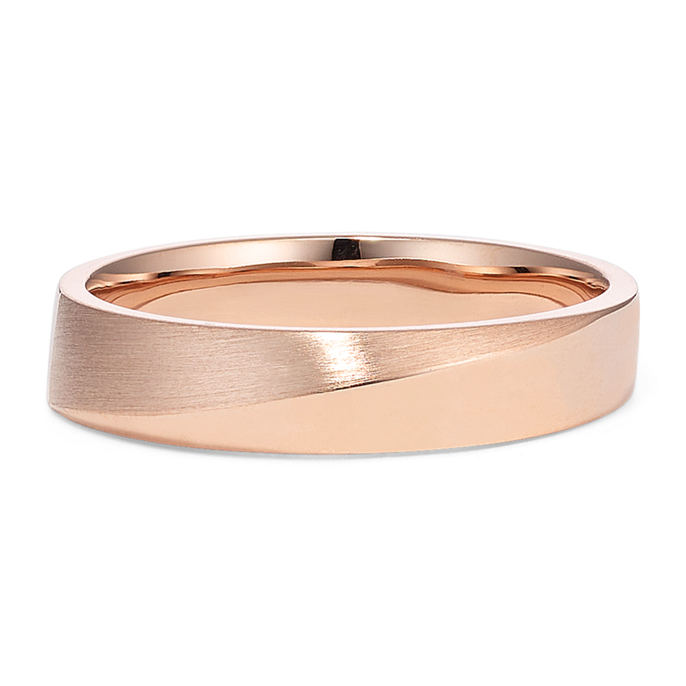 Diagonal Knife Edge 14K Rose Gold Band (5mm)