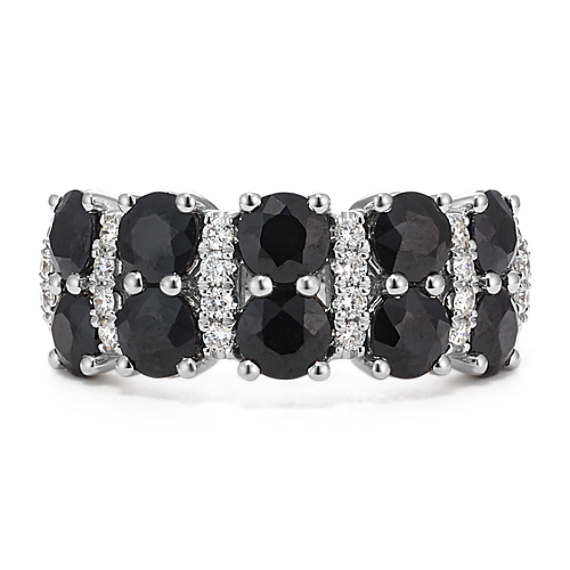 Raven Black Sapphire & Diamond Ring