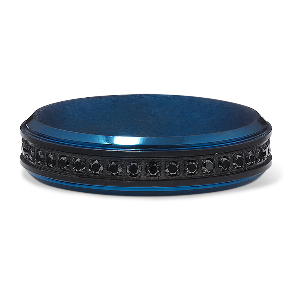 Blue Tantalum & Black Diamond Band (6mm)