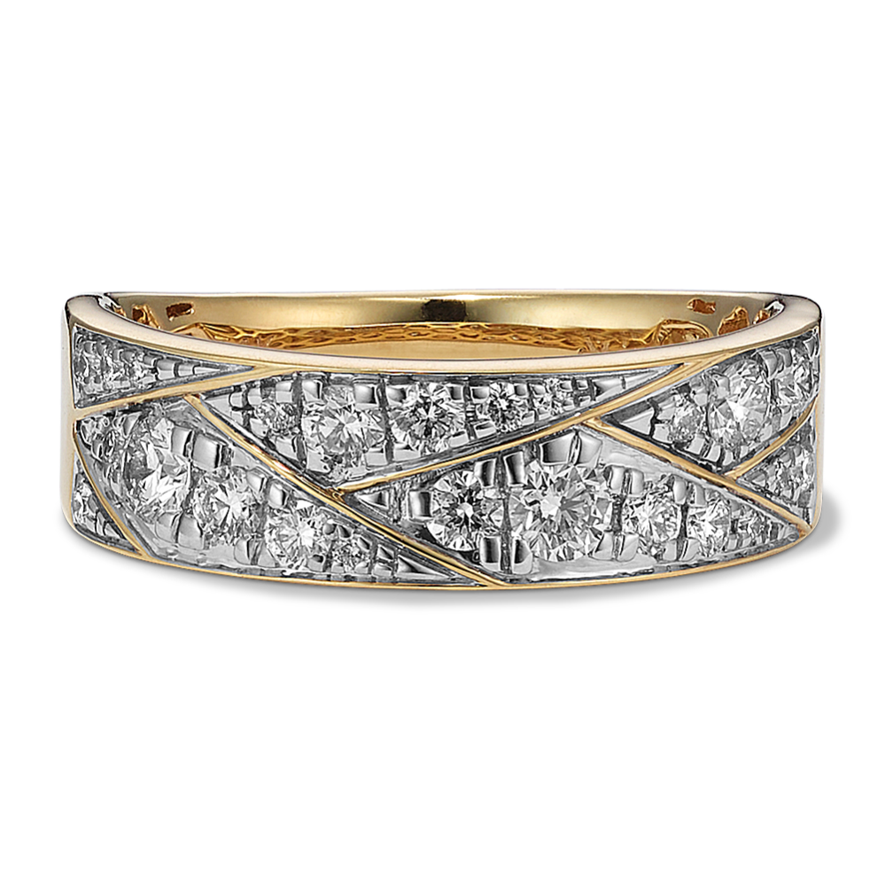Geometric Mosaic 14K Gold & Diamond Band (6.5mm)