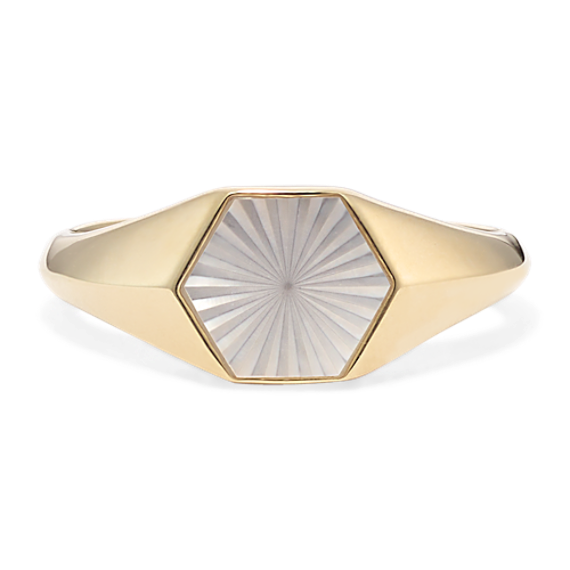 Hexagonal Mother-of-Pearl Ring
