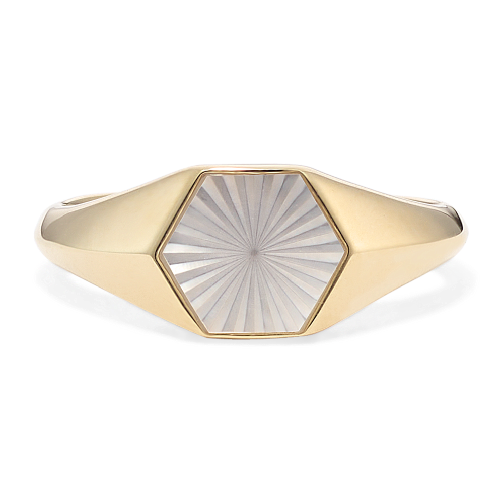 Hexagonal Mother-of-Pearl Ring