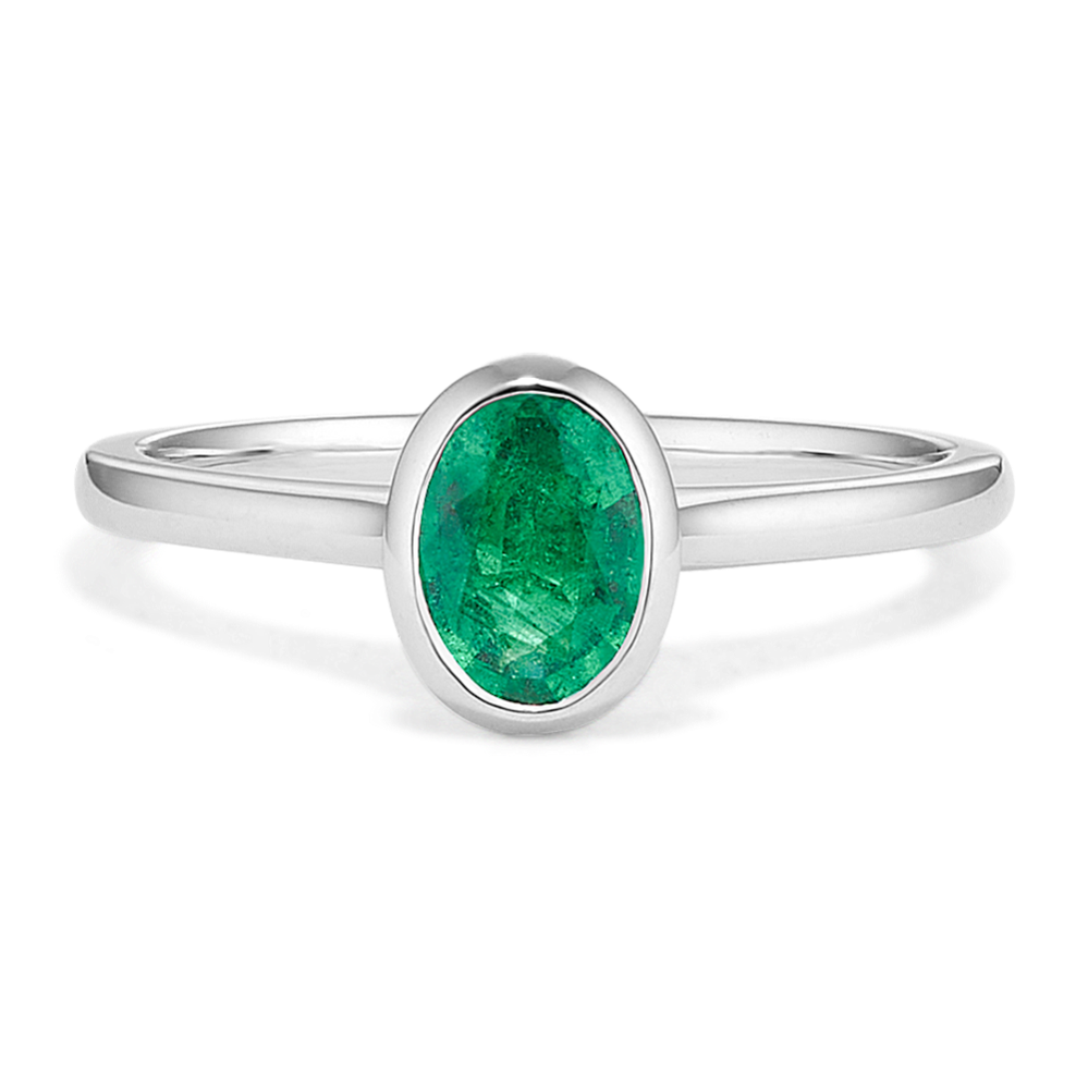 Bezel-Set Oval Emerald Ring