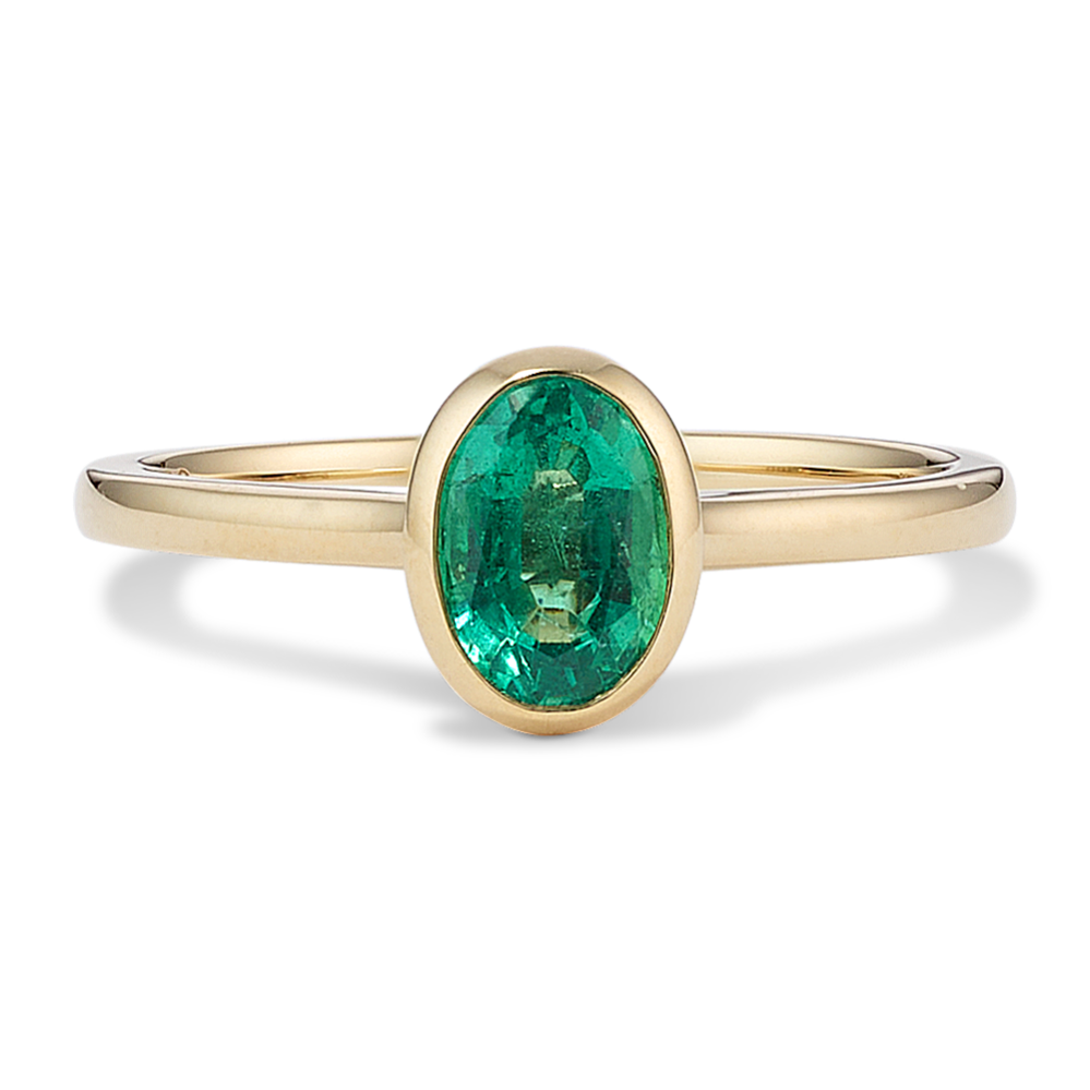 Bezel-Set Oval Emerald Ring