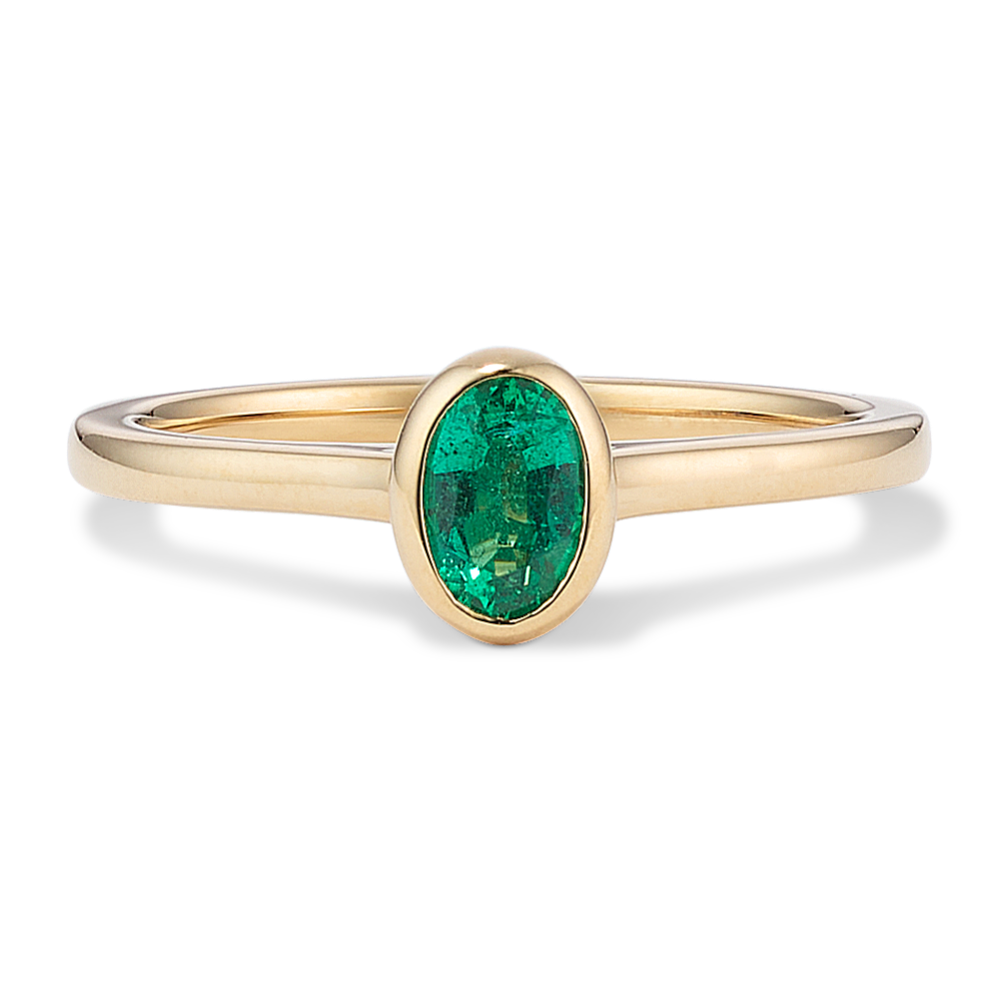 Bezel-Set Oval Emerald Ring