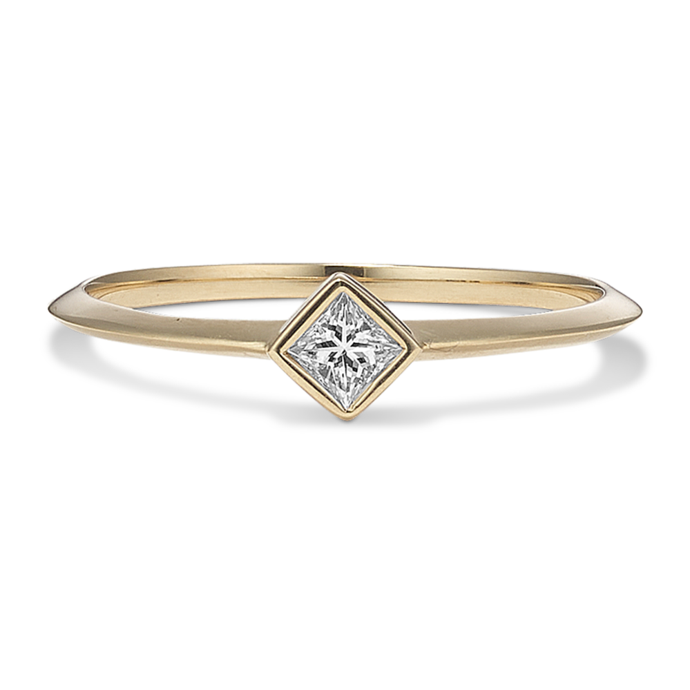 Princess Cut Diamond Bezel Promise Ring