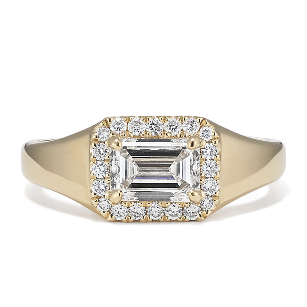 Emerald Cut Lab-Grown Diamond Halo Signet Ring