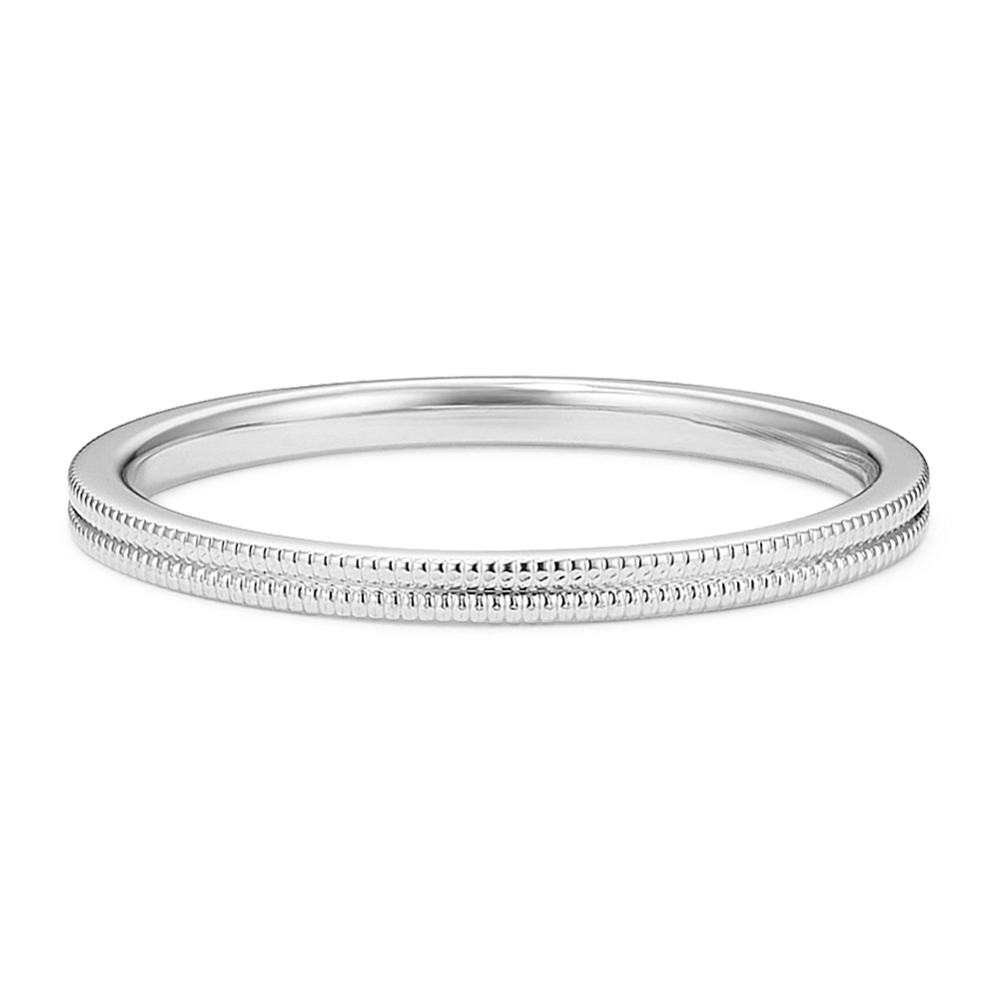 14K White Gold Milgrain Band