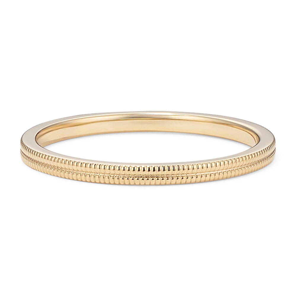 14K Yellow Gold Milgrain Band