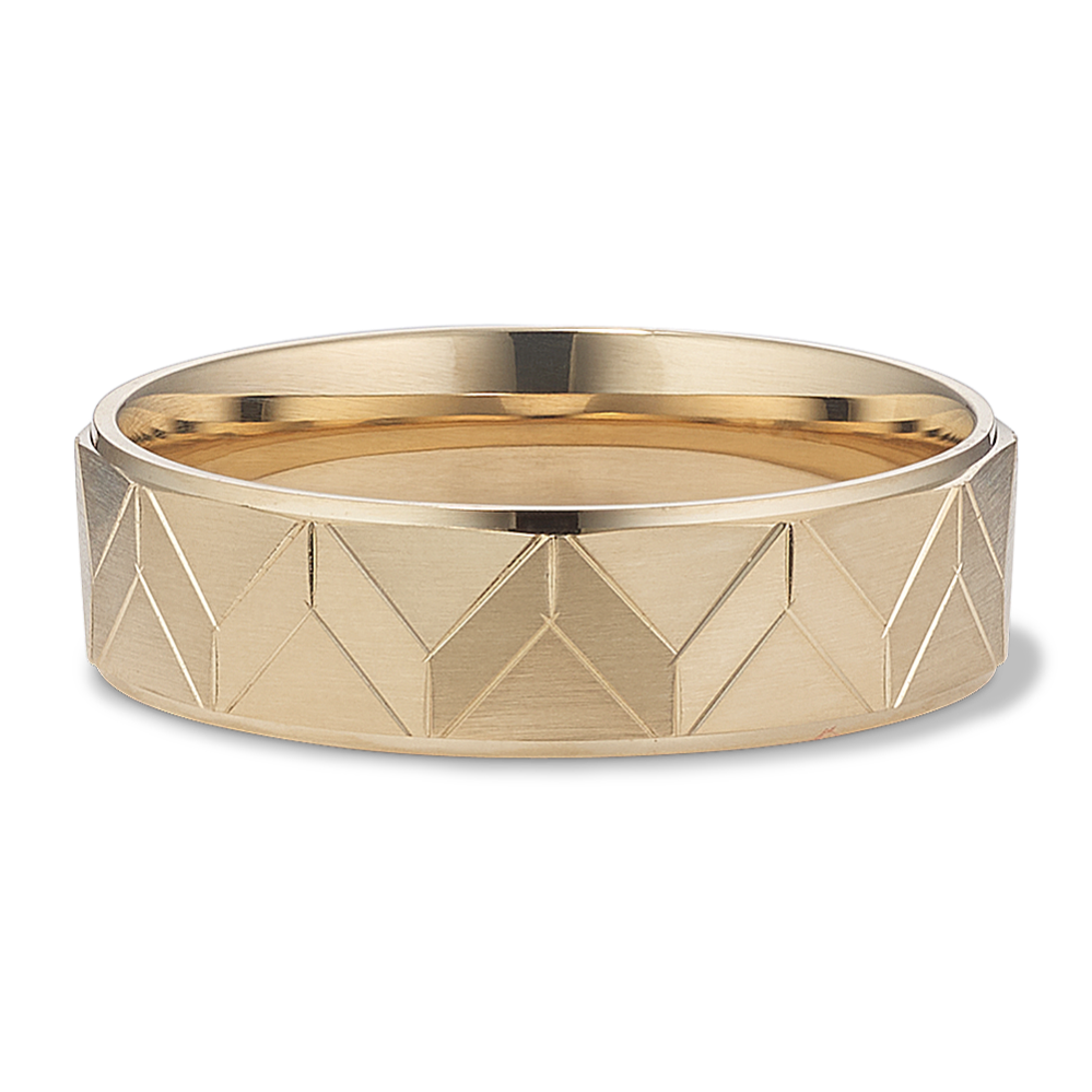 Chevron Facet 14K Yellow Gold Band (6mm)