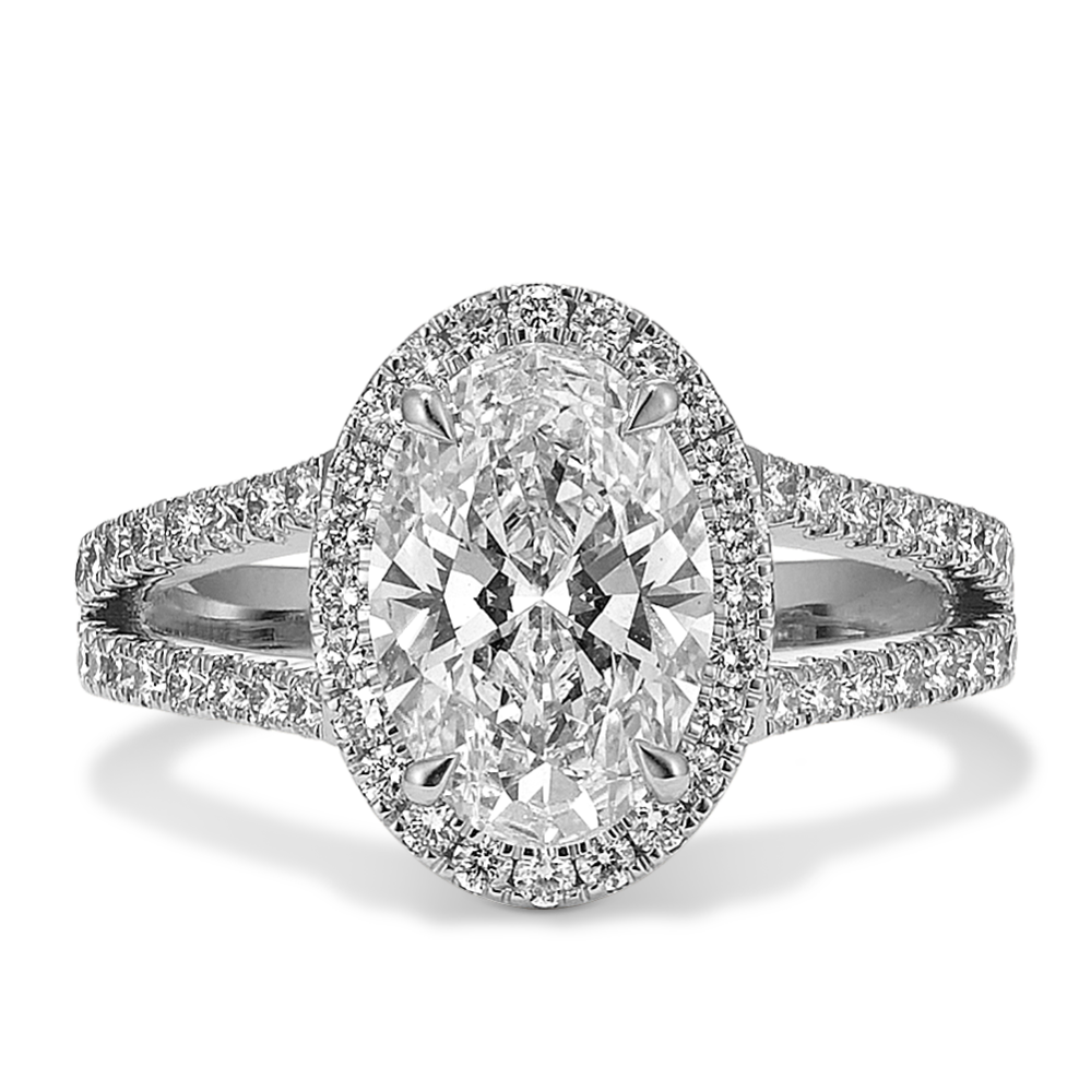 Oval 2 1/2ct Lab-Grown Diamond Halo Ring