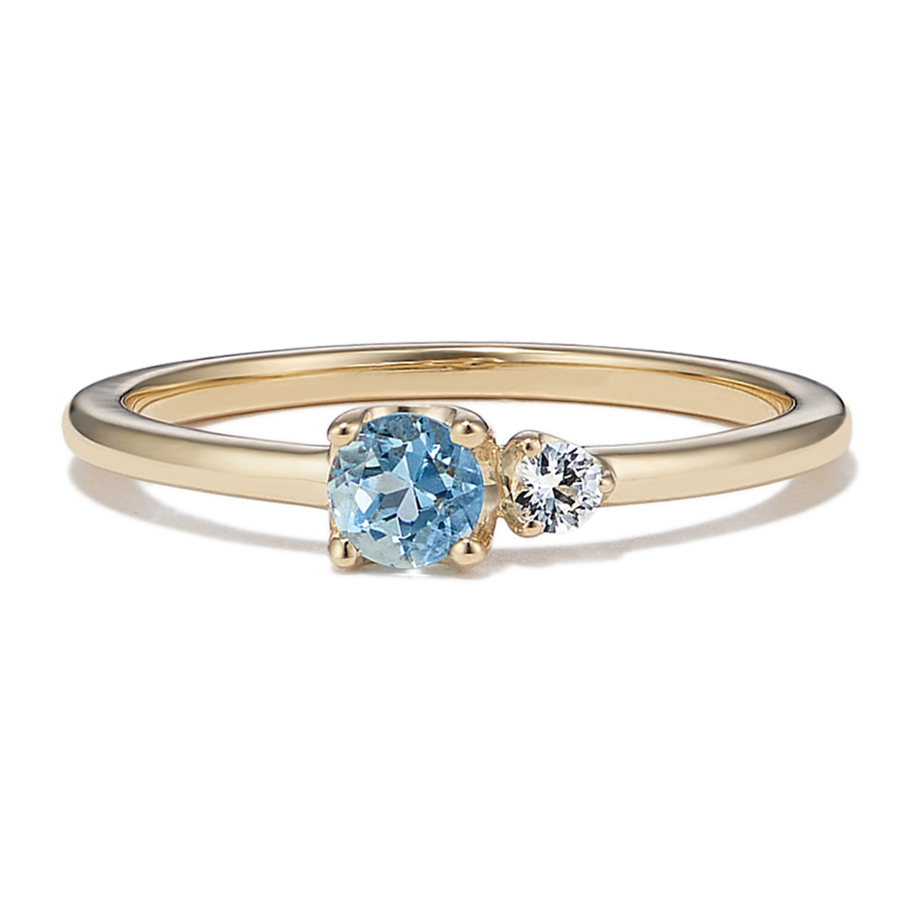 Toi et Moi Aquamarine & White Sapphire Ring