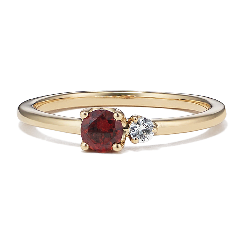 Toi et Moi Garnet & White Sapphire Ring