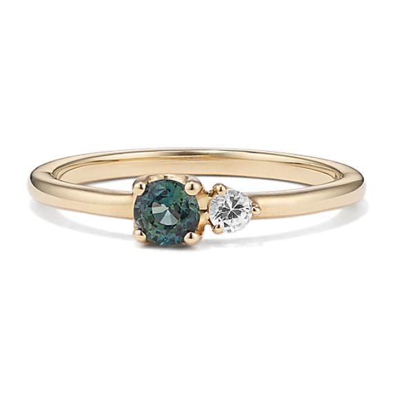 Toi et Moi Green & White Sapphire Ring