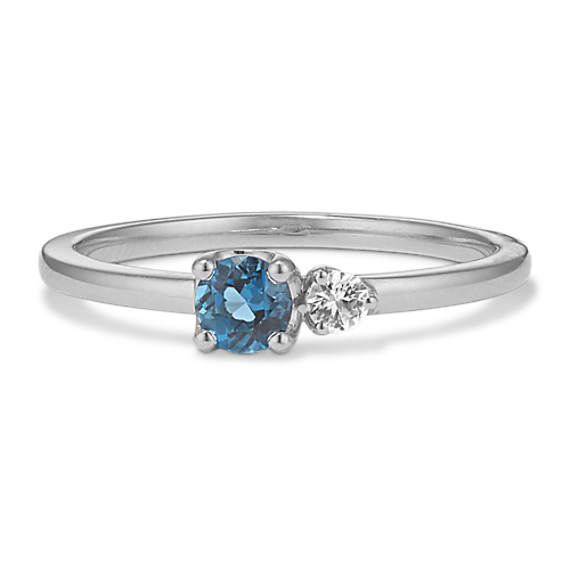 Toi et Moi Blue Topaz & White Sapphire Ring in Sterling Silver