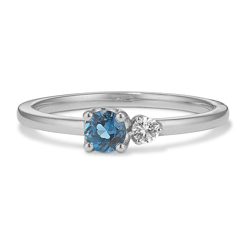 Toi et Moi Blue Topaz & White Sapphire Ring