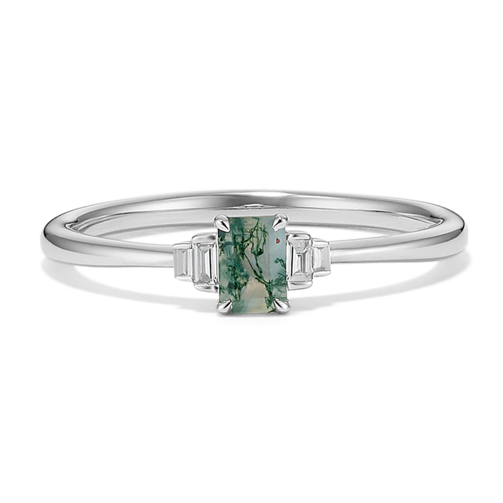 Zelda Moss Agate & Diamond Promise Ring