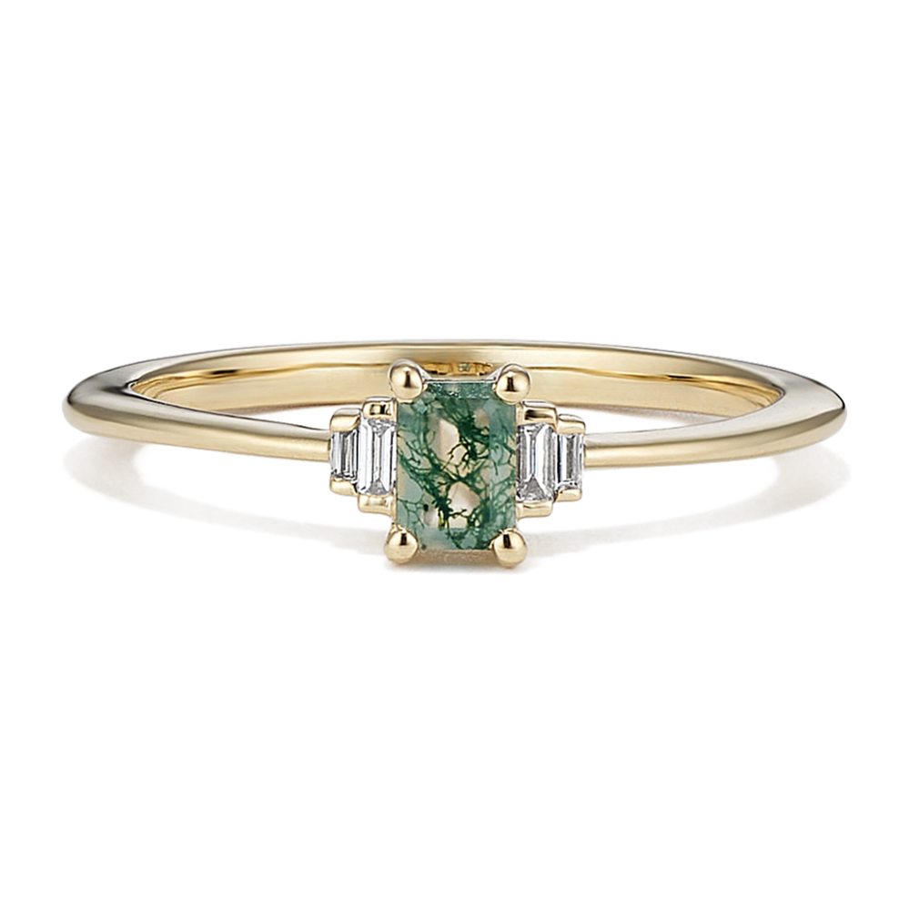 Zelda Moss Agate & Diamond Promise Ring