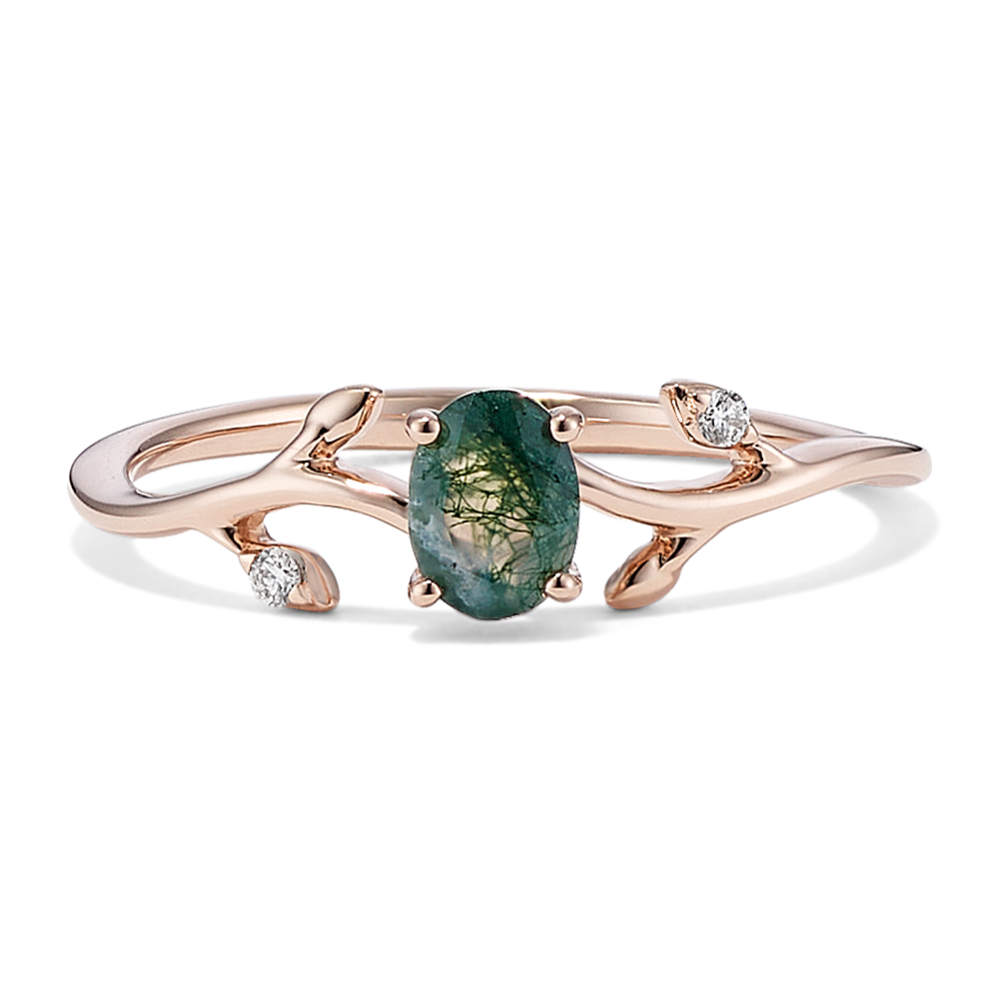 Eliana Moss Agate & Diamond Promise Ring