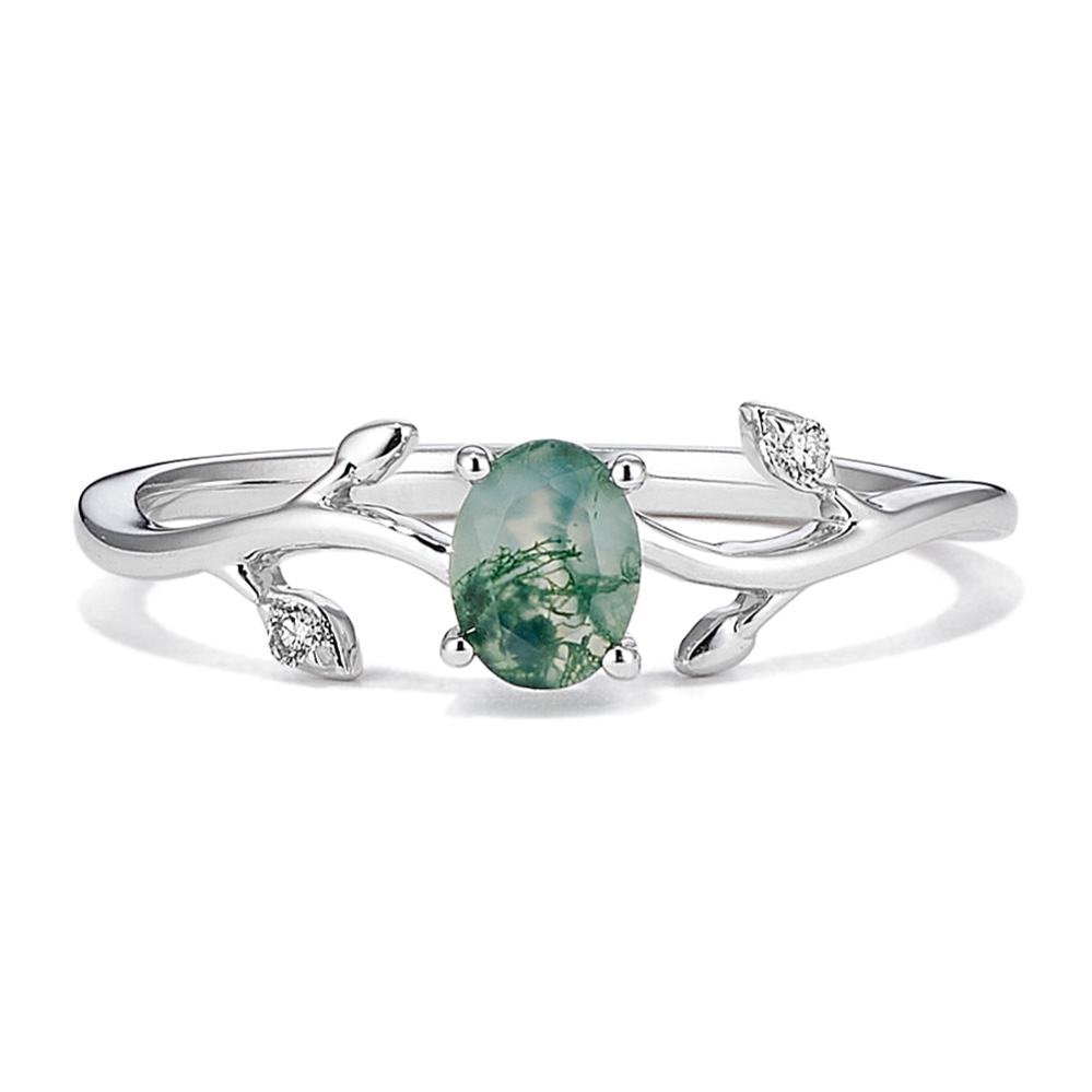Eliana Moss Agate & Diamond Promise Ring