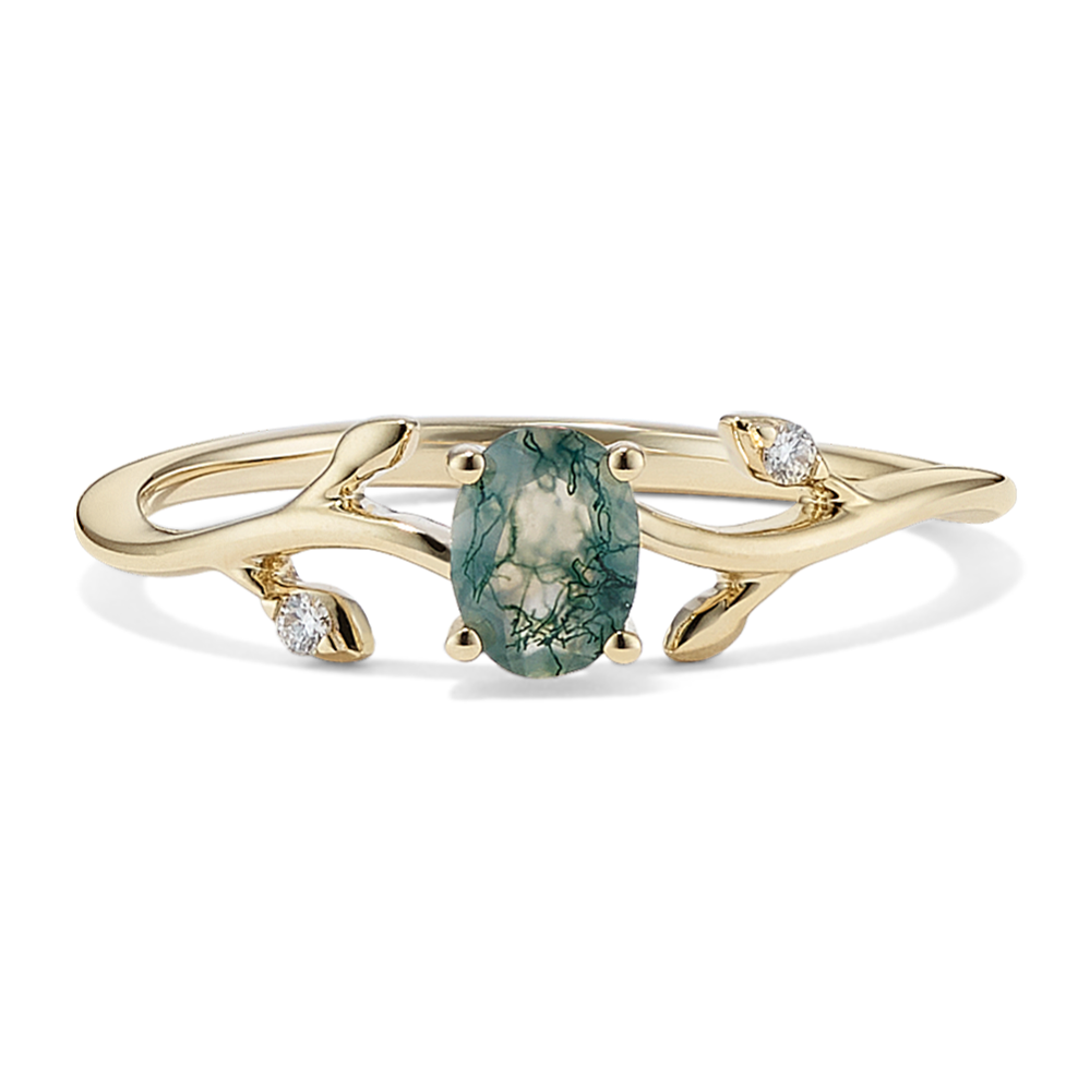 Eliana Moss Agate & Diamond Promise Ring
