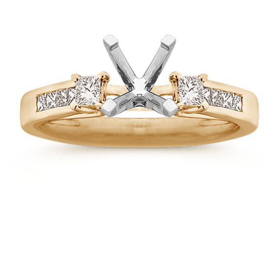 Princess Cut Diamond Cathedral Engagement Ring with Channel-Setting at ...