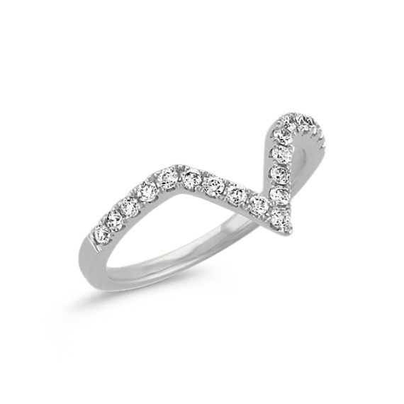 Round Diamond V-Shaped Ring in 14k White Gold at Shane Co.