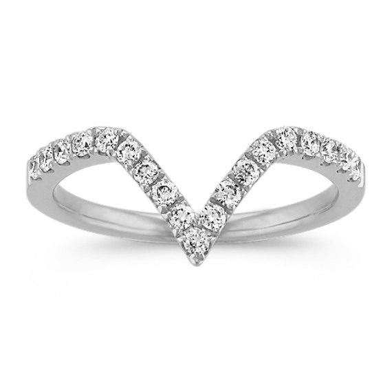 Round Diamond V-Shaped Ring in 14k White Gold at Shane Co.